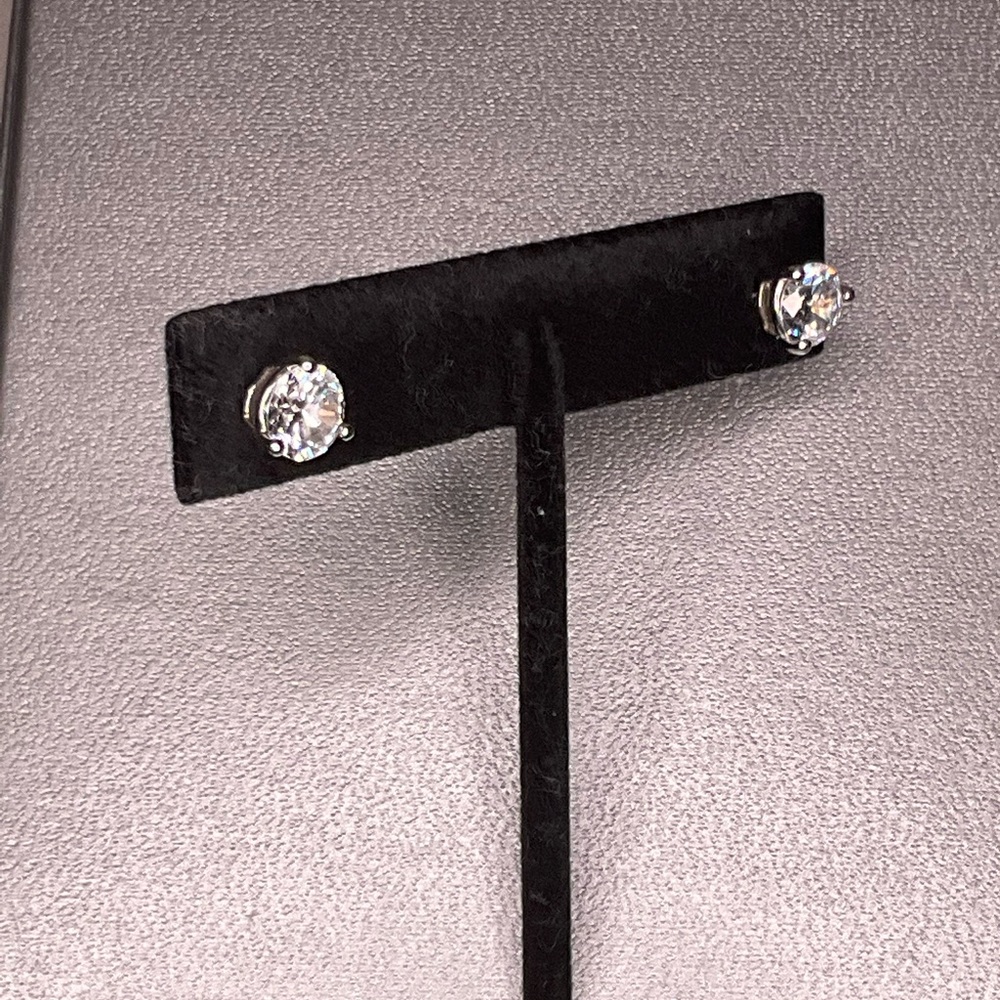 Simulated Diamond Solitaire Stud Earrings - image 5